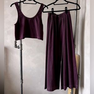 Ilana Kohn purple cotton set of Caroline pants and matching tank top size XS